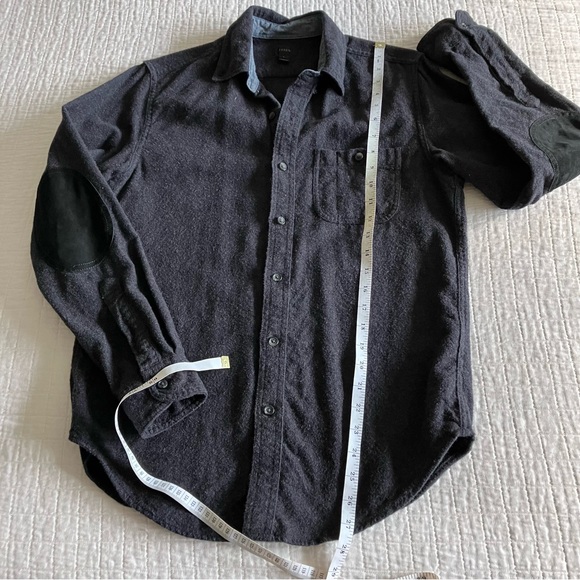 JCrew unisex cotton/wool button down shirt w/leather elbow patches - Picture 11 of 12